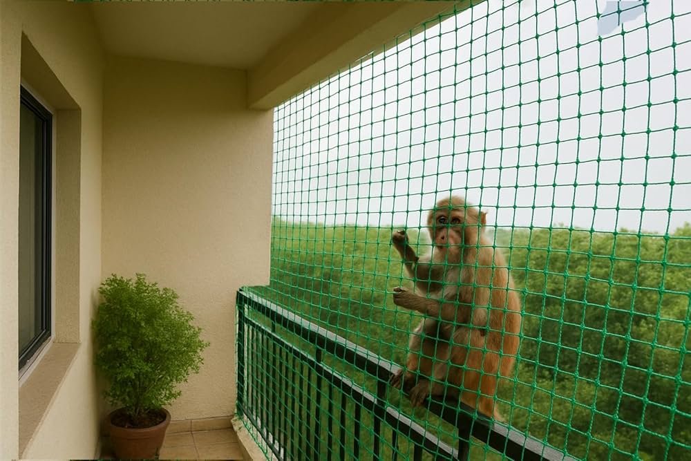 Monkey safety nets preventing monkey intrusion in Hyderabad by JNS Safety Nets